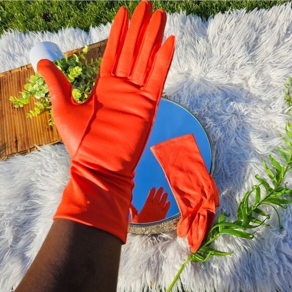 VTG Van Raalte 100% Nylon Stylish Orange Gloves. M/L Fit - Picture 5 of 15